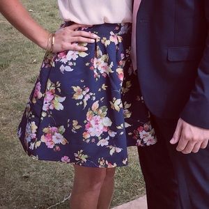 High Waisted Navy Floral Skirt